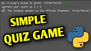Simple Quiz Game with Python python games for beginners