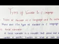 Types of Variable in C language and Explain What is Local Auto External etc Explain in hindi