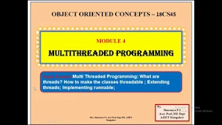 OOC Module 4 Multithreaded Programming Multi tasking multithreading Thread Life cycle Part 10