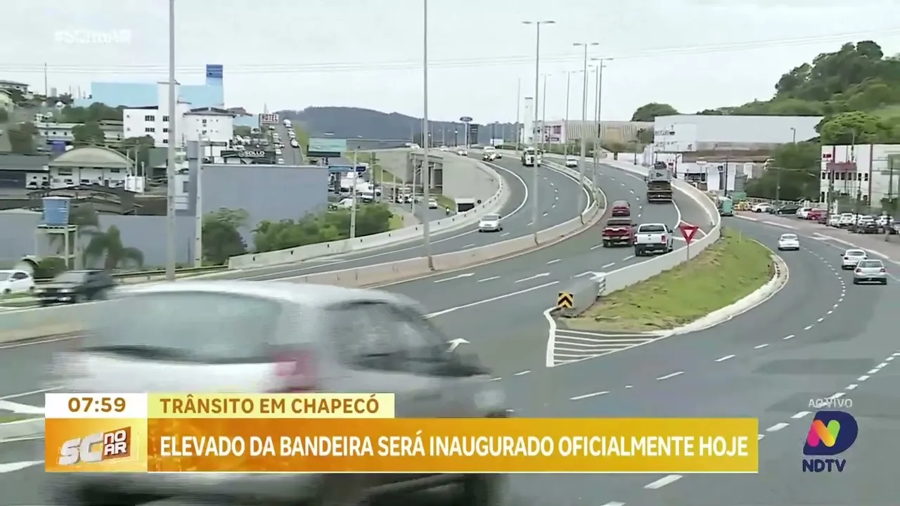 Elevado da Bandeira vai ser inaugurado oficialmente nesta terça-feira em Chapecó