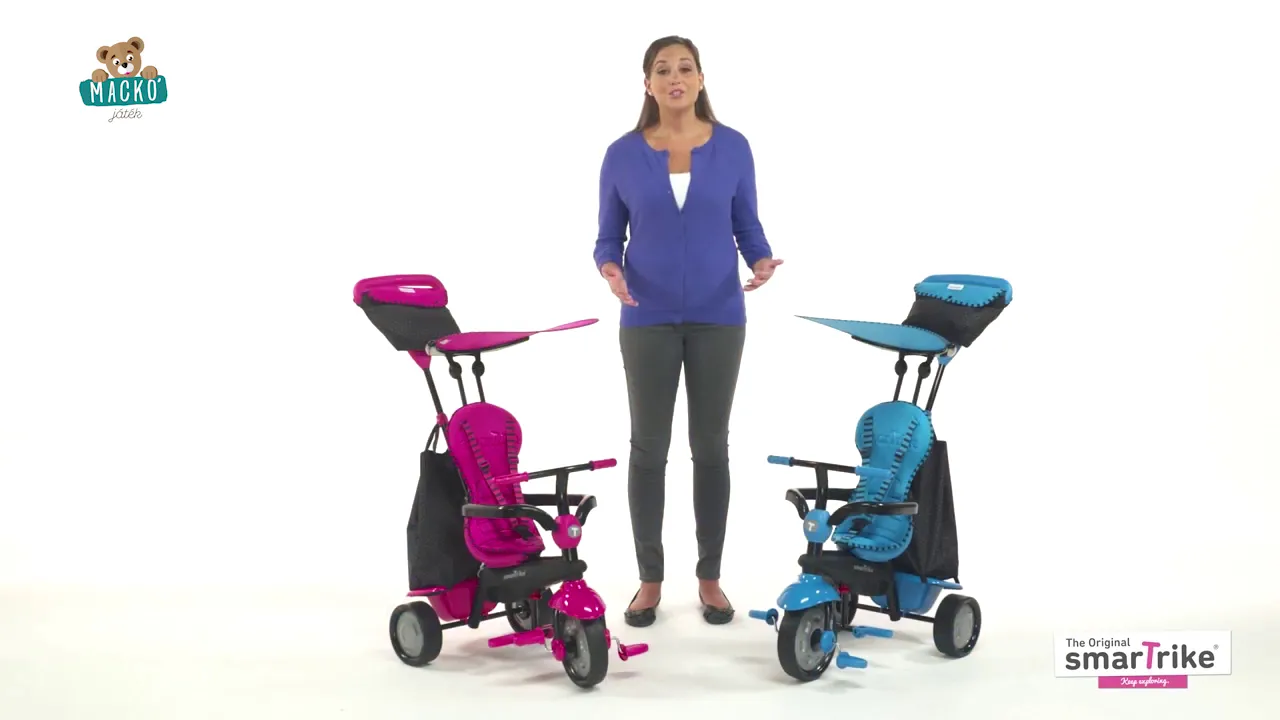 Tříkolky od 10 měsíců - Tříkolka Glow Touch Steering 4v1 Black&Red smarTrike - 4