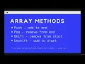 Capture Collections of Data with Arrays Shift and Unshift--The Modern JavaScript Bootcamp