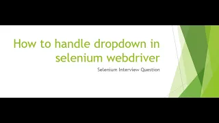 How to Handle Dropdown in Selenium WebDriver Complete Tutorial