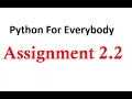 Answer of Assignment 2 2 - Python for everybody