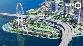 Custom High-Detail Landmarks: Ferris Wheel & Waterfront F1 Racetrack in Cities Skylines 2
