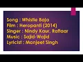 WHISTLE BAJA  - Heropanti | Manj Musik feat. Raftaar songs with lyrics