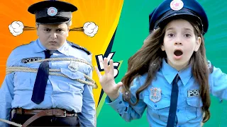 شرطة الاطفال الابطال تمسك الحرامي وتضعه بالسجن 115 اطفال اغانى العاب شرطة 