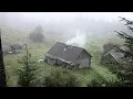Lagu een koude nacht doorgebracht in een verlaten blokhut tijdens de regen