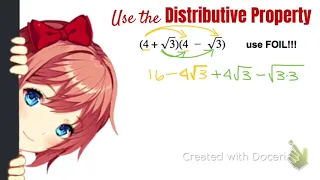 Multiply radical binomials using FOIL