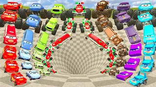 All Size Tiny To Giant Lightning Mcqueen and Friends Cars in Funnel EP 21