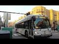 Walking and riding bus in Hoboken NJ Transit bus 126 Washington St to the Terminal
