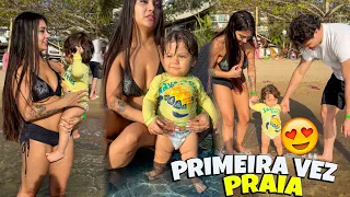 PRIMEIRA VEZ DO MEU BEBÊ NA PRAIA 🥰😭
