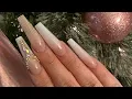 Extra Long Pink White Ombre Mermaid Print Acrylic Coffin Nails