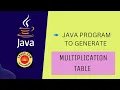 Java Program - Generate Multiplication Table in Java using for loop Java fundamentals