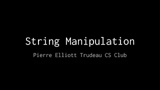 Java CP Lesson 2 String Manipulation