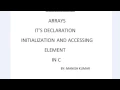 User defined data-type Array it s declaration initialization in c - C programming tutorial-25