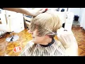 ANTI AGE HAIRCUT - 70 S SHORT BLONDE LAYERED BOB WITH BANGS