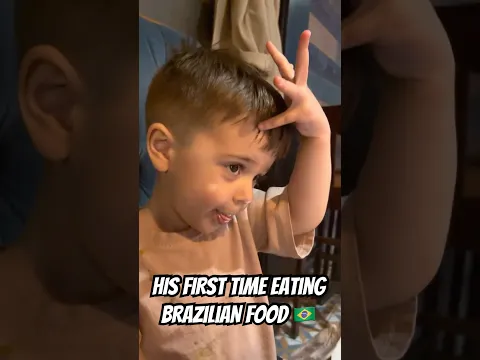 My Son Tries Brazilian Food for the First Time 🇧🇷❤️ #shorts #Brasil #ComidaBrasileira #PaiEFilho