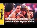 Jack Antonoff s wife Margaret Qualley awkwardly reacts to question about Taylor Swift s new album