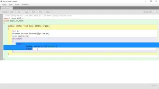 BlueJ Environment Java Programming Claas 9 ICSE Switch Program for Identifying Days of the Week