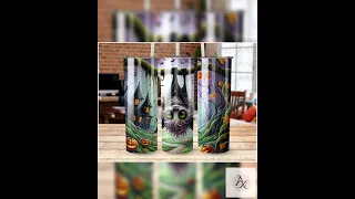 Magical Halloween 20 Oz Skinny Tumbler Wrap PNG Spooky Bat Haunted House Design Fall Pumpkins  Magical Halloween 20 Oz Skinny Tumbler Wrap PNG Spooky Bat Haunted House Design Fall Pumpkins