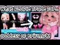 What People TRADE for the Goddess Of Triumph Set in Royale High Roblox Royale High Trading