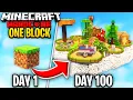 Download Lagu I Survived 100 Days On One Block Skyblock In Minecraft Hardcore!