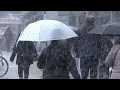 Heavy Snow Falls On People In Queens NY - 2024
