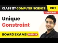 Unique Constraint - Structured Query Language SQL Class 12 Computer Science Chapter 9 CBSE