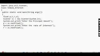Java Program to Calculate Simple Interest using Scanner