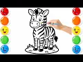 Easy Cute Zebra Drawing and Coloring Step by Step Animal Drawing Tutorial