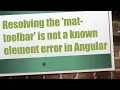 Resolving the mat-toolbar is not a known element error in Angular