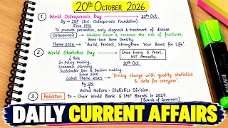 20th October 2026 || Daily current affairs || Handwritten notes || An Aspirant !