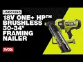 RYOBI 18V ONE HP Airstrike 30-34 Framing Nailer RFN1830X Unboxing