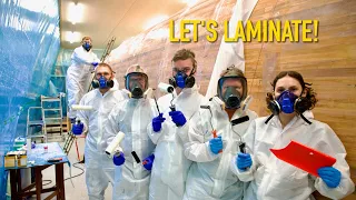 Exciting Progress! Starting Exterior Lamination On Our 50ft Sailboat – Ep. 372 RAN Sailing