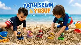 Yusuf kuma oyuncaklarını sakladı.Fatih Selim paw patrol chase ve arabasını kumların içinde arıyor 