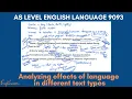 Text analysis - analyzing effects of language devices AS Level English Language 9093 Paper 1