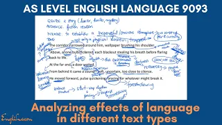 Text analysis - analyzing effects of language devices AS Level English Language 9093 Paper 1