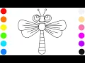 Dragonfly Coloring Page for Kids Learn Colors with Cute Dragonfly Drawing