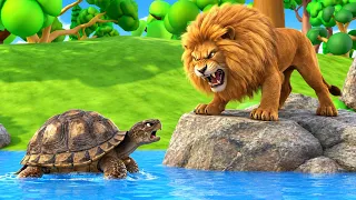 चतुर कछुआ और मूर्ख शेर 🦁🐢 | Lion And Tortoise Hindi Story | 3D Kahani | Panchatantra Moral Story