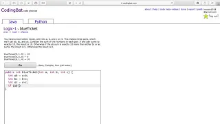 Logic 1 blueTicket Java Tutorial codingbat com