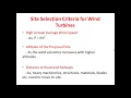 Wind Energy - Site Selection Criteria for Wind Energy Conversion System