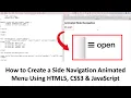 How to CODE a Side Navigation Animated Menu Using HTML5 CSS3 JavaScript New