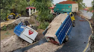 KETENGGAK di tanjakan sampai muatan pasir BERSERAKAN di JALAN‼️truk hino 500 dan truk canter 