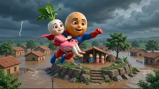 🌊 A Massive Flood Hits the Village 😱 Potato Gets Superpowers to Save Villagers & His Family! 🥔⚡