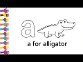 a for alligator alphabet tracing and coloring pages for kids