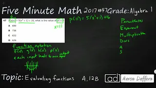Algebra 1 STAAR Practice Evaluating Functions A 12B -