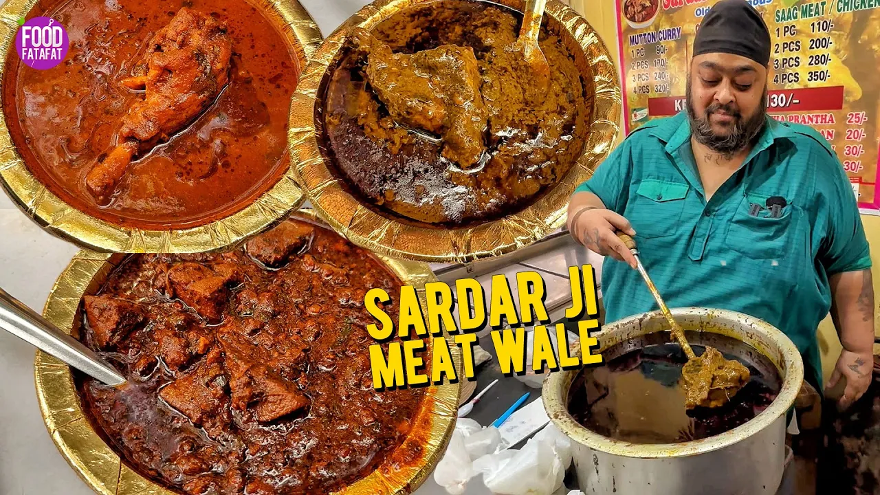 Desi Ghee Ka Saag Meat, Keema Kaleji   Sardar Ji Meat Wale   Delhi Street Food Karol Bagh