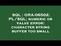 SQL ORA-06502 numeric or value error character string buffer too small