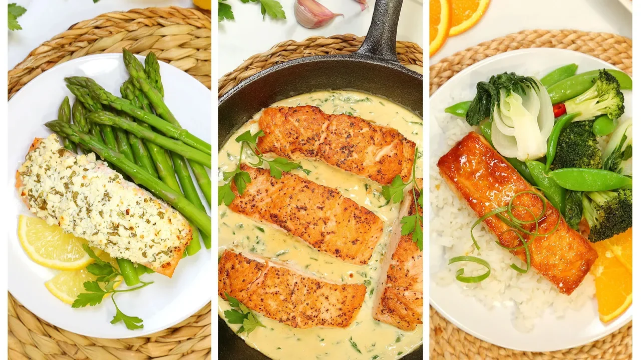 Lachs mit Haut in brauner Butter gebraten & Zitronen Honig Soße-Fischfilet auf der Haut braten-Lachs. 